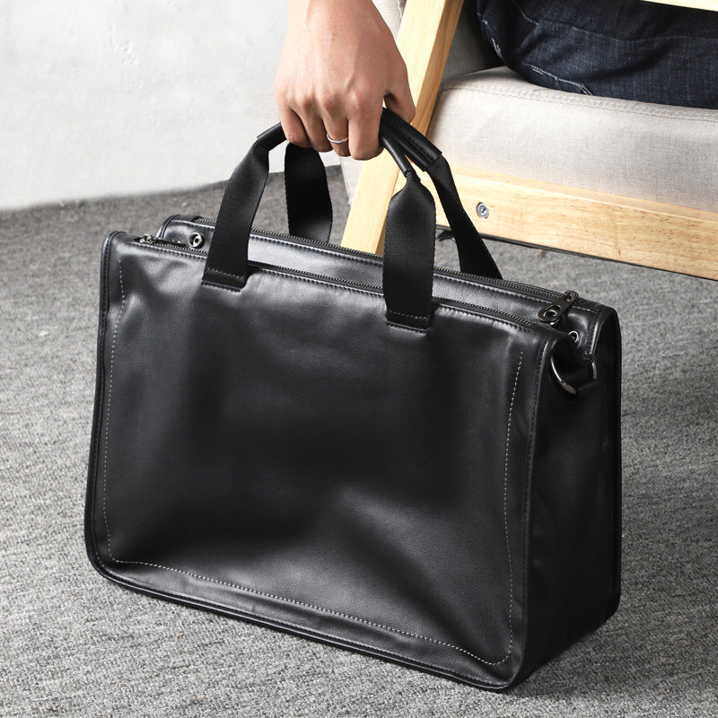 Leather men's portable briefcase business casual men's bag cowhide leather shoulder crossbody simple computer bag large capacity
