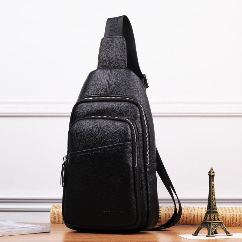2021 new chest bag men's real leather bag shoulder messenger bag tide brand casual waist bag cowhide small backpack men's bag