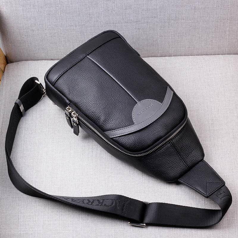 Men's chest bag real leather bag 2021 new tide brand shoulder messenger bag casual waist bag small backpack cowhide men's bag