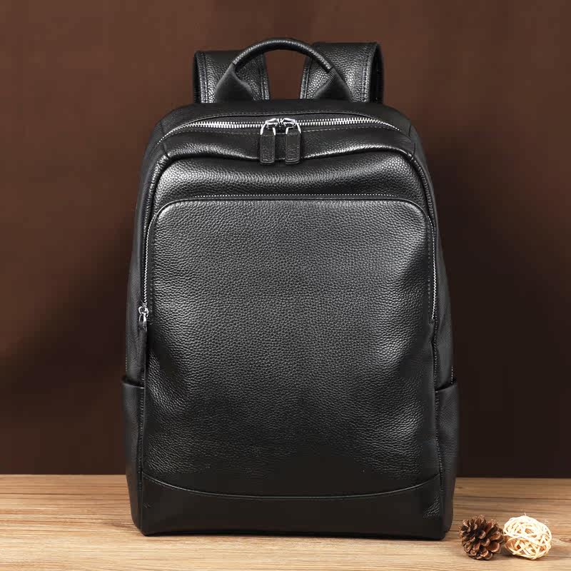 Leather Men's Backpack Backpack Fashion Trend Travel Bag Large Capacity School Bag Business Casual Leather Computer Bag
