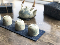 Senjima deer printed cotton linen art tea mat Tea care pot mat Kung Fu tea cup mat accessories Anti-knock insulation mat