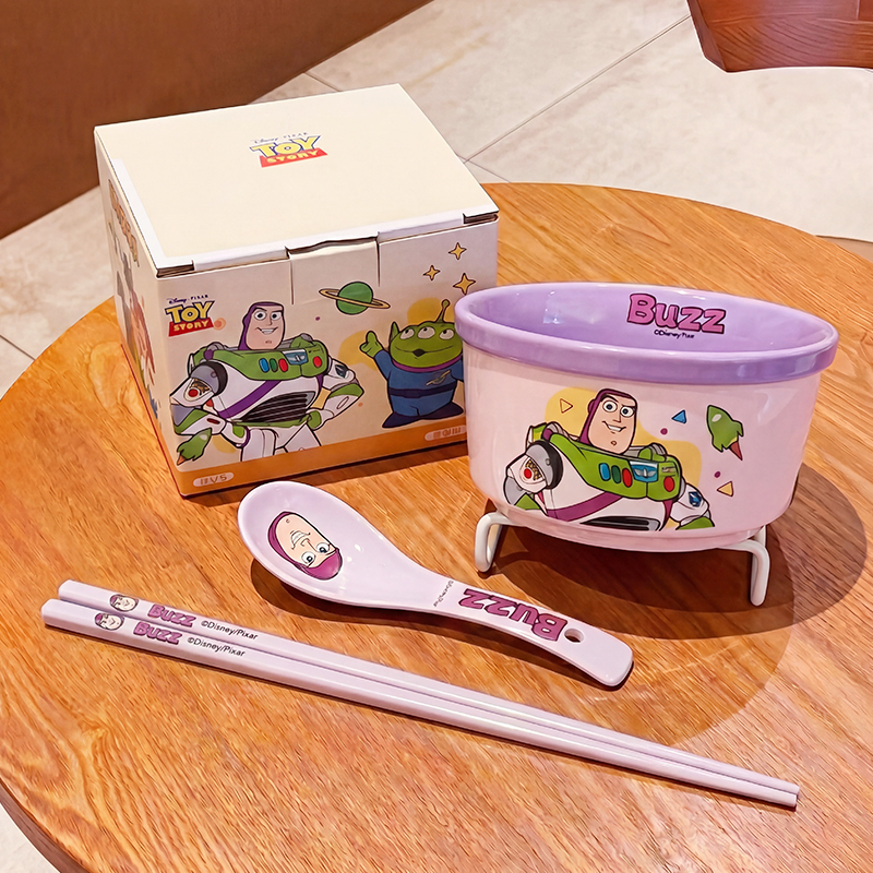 Buzz Lightyear Ceramic Rice Bowl, Spoon, Chopsticks, Cute Household Dining Set, Personal Use, Beautiful Children's Tableware Gift Set Buzz Lightyear Ceramic Rice Bowl, Spoon, Chopsticks, Cute Household Dining Set, Personal Use, Beautiful Children's Tableware Gift Set