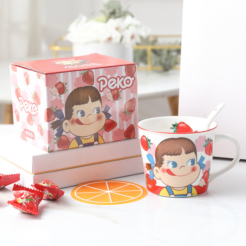 No two house mug mug with gift box spoon student cartoon ceramic cup water cup household milk coffee cup