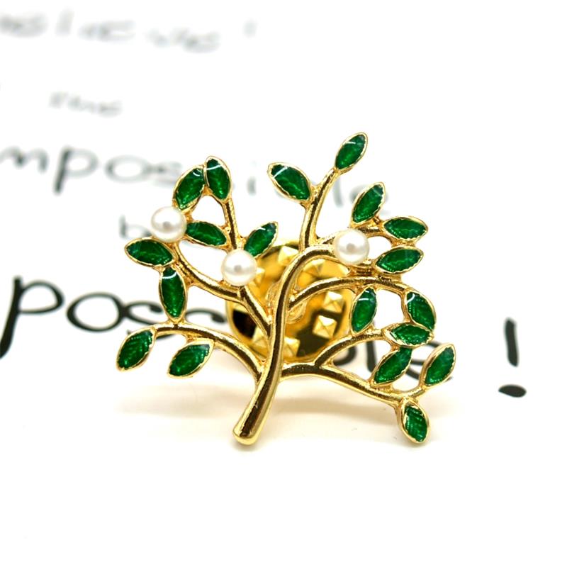 Nhật Bản và Hàn Quốc men men thả dầu trâm cài cổ áo kim khóa ngực pin pin trâm lá cây ngọc trai lá cổ điển - Trâm cài ghim cài áo
