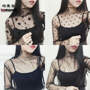 .. Một lớn-hitting áo bên trong một rỗng ròng sợi top sexy ren cao cổ trong suốt đáy-up nữ mùa xuân và mùa thu