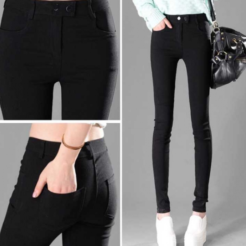 Đen ngoài mùa thu mùa xuân phụ nữ wearlegging mới trắng quần dài eo cao mỏng xà cạp nhỏ Tám bút chì.