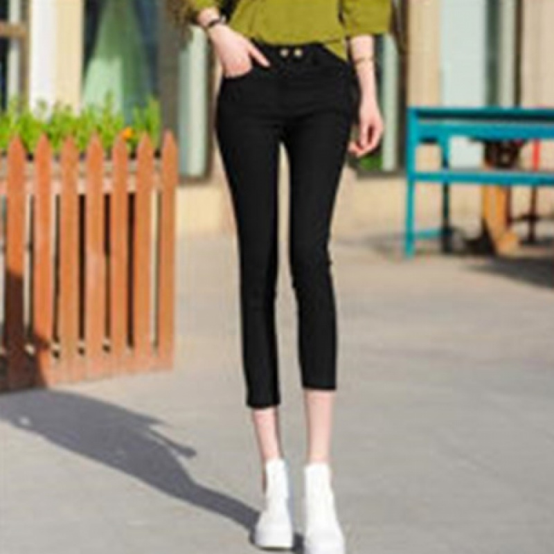 Đen ngoài mùa thu mùa xuân phụ nữ wearlegging mới trắng quần dài eo cao mỏng xà cạp nhỏ Tám bút chì.