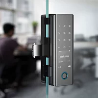 Одиночная двойная стеклянная дверь Умная блокировка отпечатков пальцев блокировка офиса офис беспрепятственный стеклянная дверь блокировка пароля. Механический ключ к удару