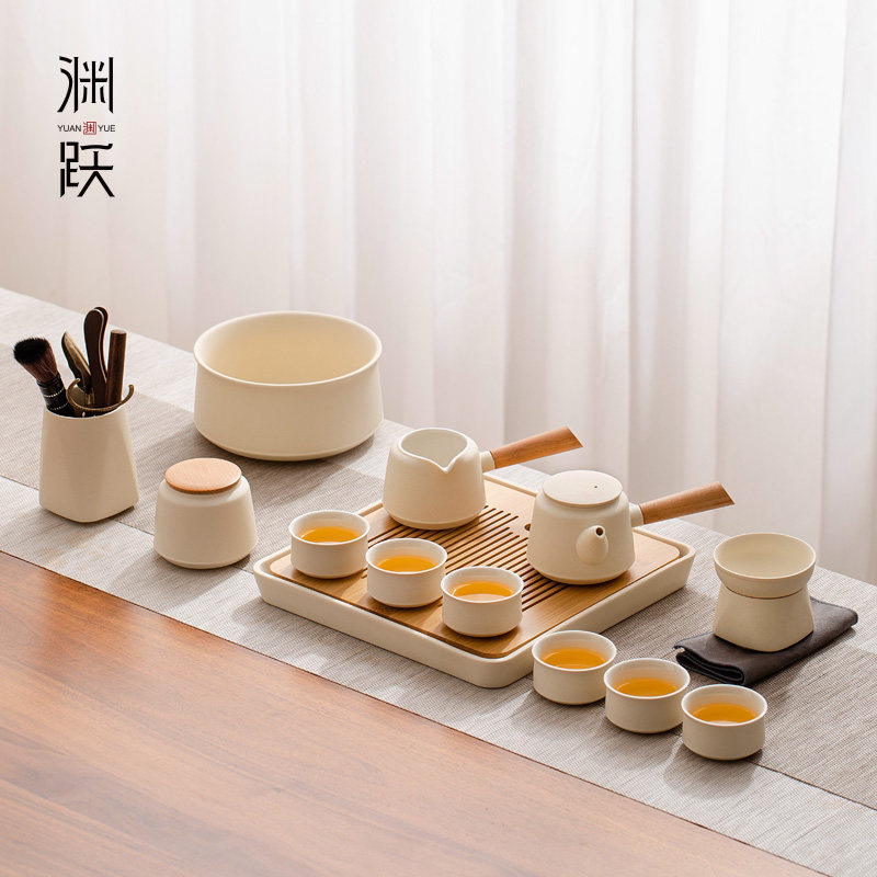 Profound Yuyukfu tea suit home living room minimalist ceramic dry tea tray upscale light lavish modern small set gift box-Taobao
