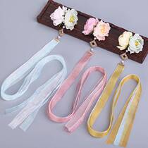 Long floating band rear press hairpin clip flow Su pair of clip Han clothes accessories Silk Flower Head Decorated With Ancient Wind Hair Accessories Childrens Side Clip Flowers