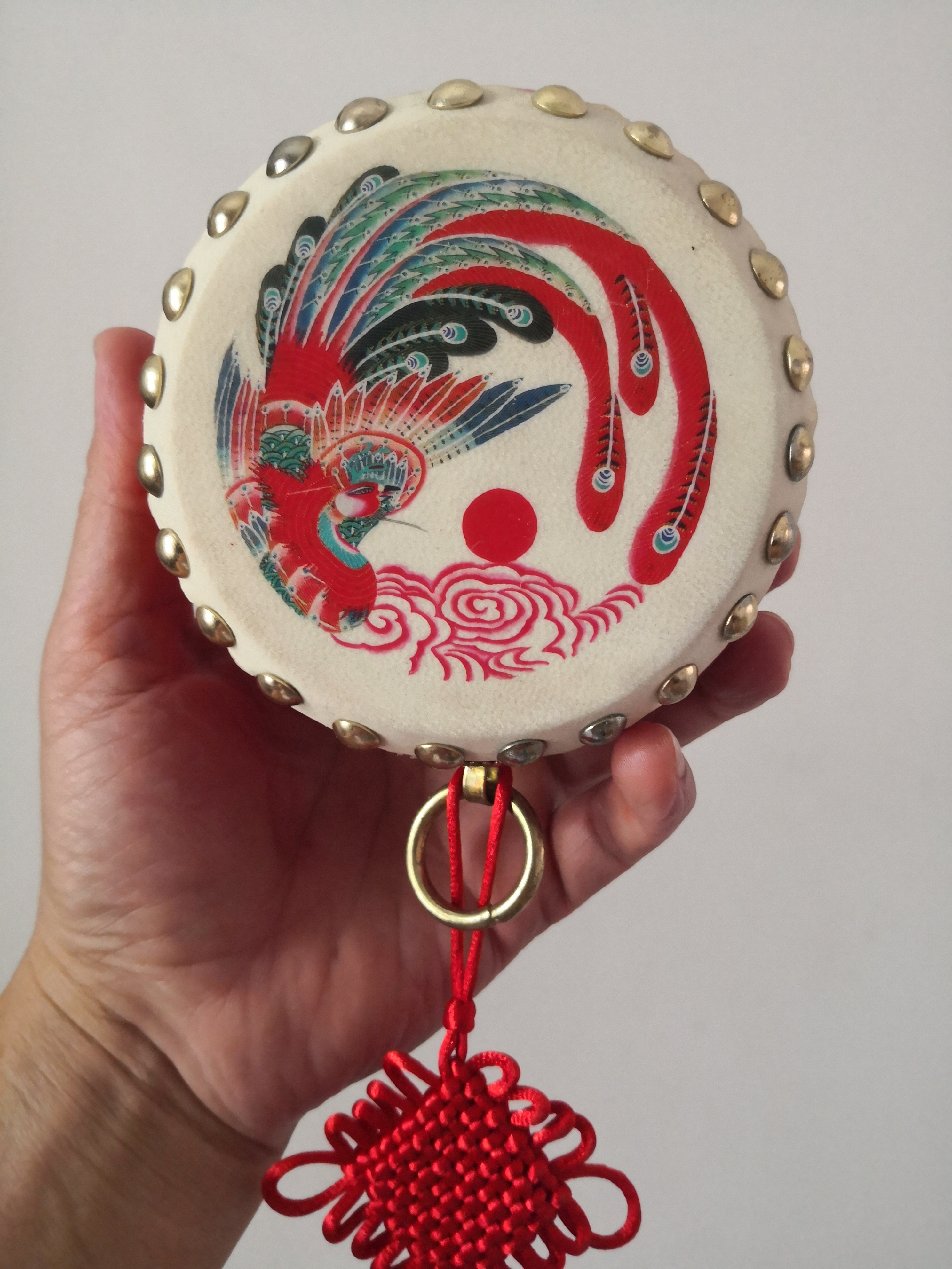 Fengyang Flower Drum Double Stripe Drum Dance Props Small Drummer Holding Drum Xiao Bian Drum Fengyang Small Flower Drum Small Gong