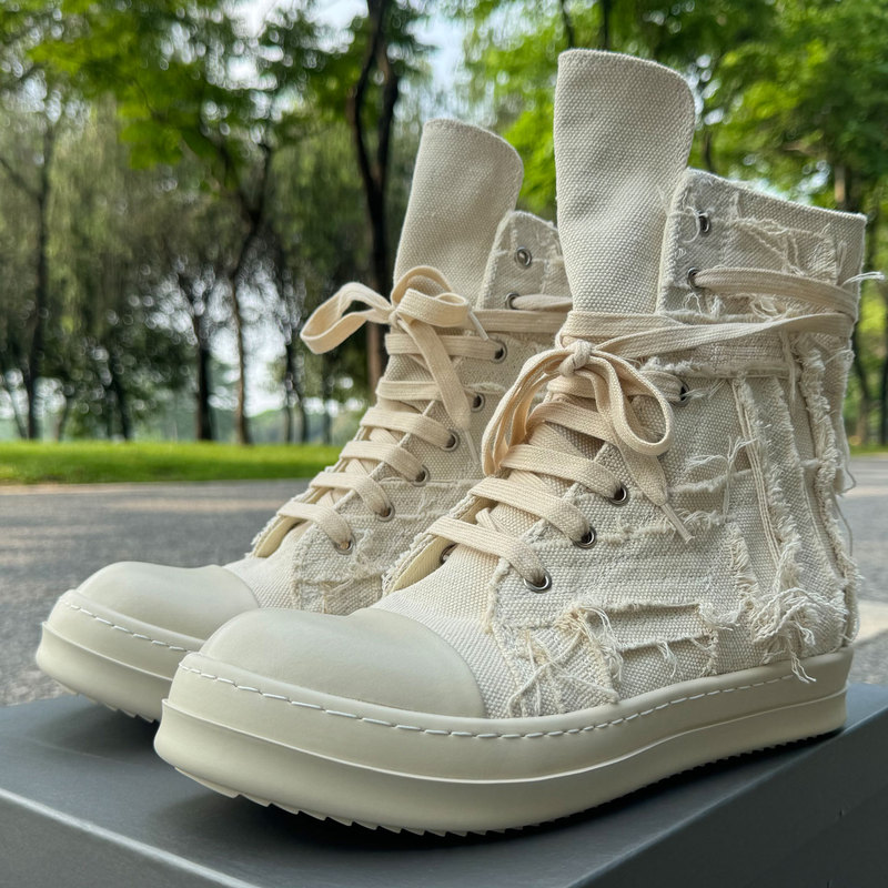 Ro Fabled Canvas Shoes Men's High-Top Shoes Single Shoes Off-White Tassel Trendy Shoes Women's Lace-Up Sneakers