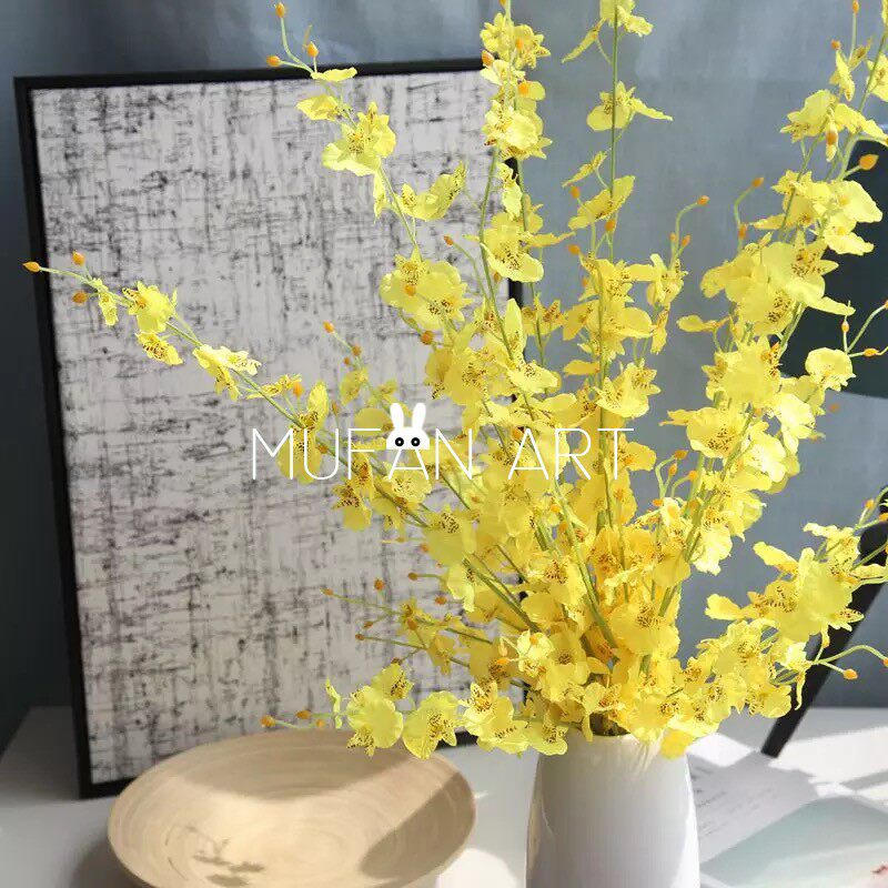 Simulation yellow dancing orchid bouquet Home Decorative Fake Flowers Silk Flowers Living-room Table Pendulum Pieces Floral Flower Arrangements