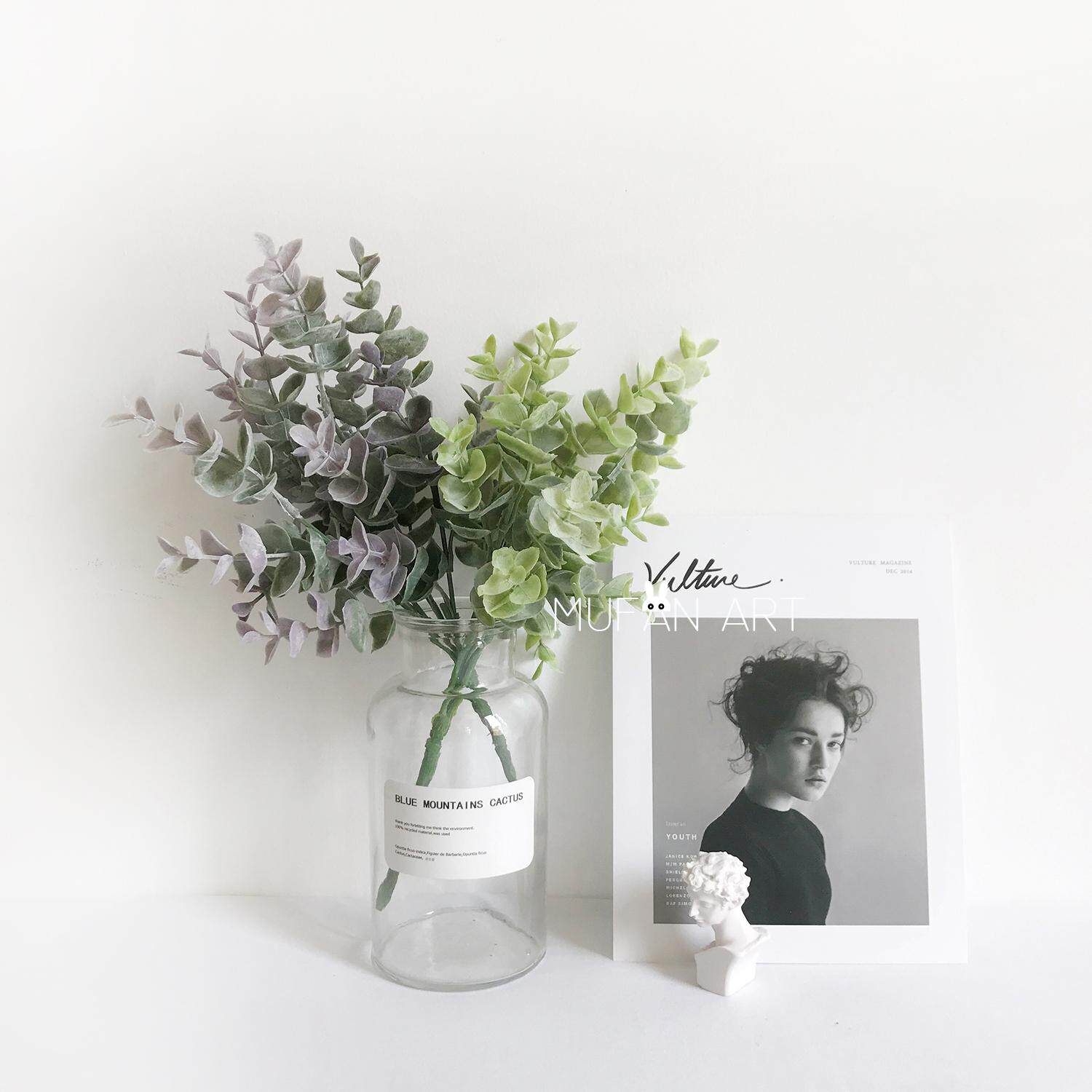 ins Nordic cold gray tone simulation plant bouquet vase decorative flower leaf photo photography props