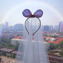 New cute headband veil children Korean princess yarn bow baby photo props photography pink veil