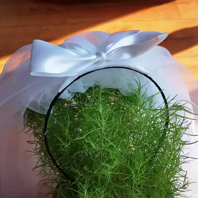 Baby short hairband veil children's birthday photo props Super fairy princess short hair bow puffy headdress