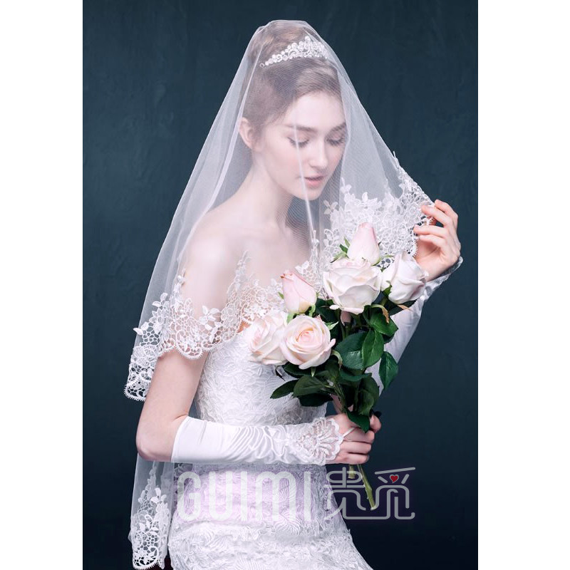 New Lace Head Yarn Bride Main Wedding Dress Headwear Wedding Photo Props Short Tug Tail Retro Wedding Accessories