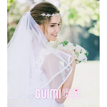 Wedding bridal veil satin short Moren series Korean wedding photo Super fairy new simple edging head yarn headdress
