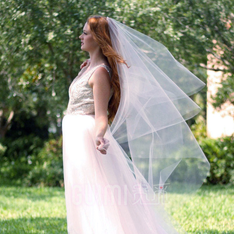 100 lap double wedding dresses head yarn long version of vegan briefing photo Han style Mori Married Superfairy Bridal headwear headwear