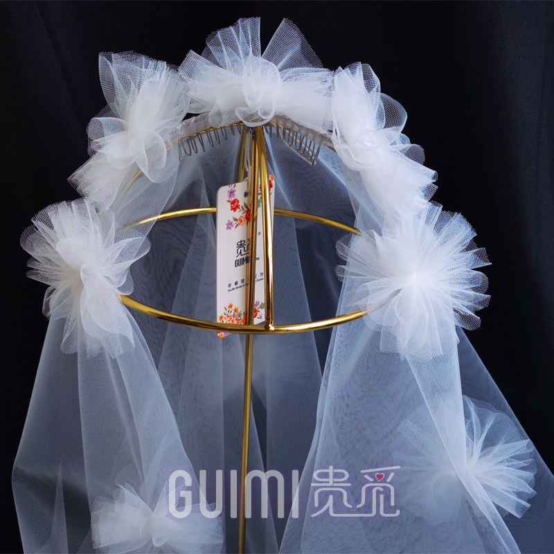 Bridal Head Yarn Photo Props Han Style Wedding Dress Super Fairy stereo flower Mori Photography Recessed Styling Headwear Short