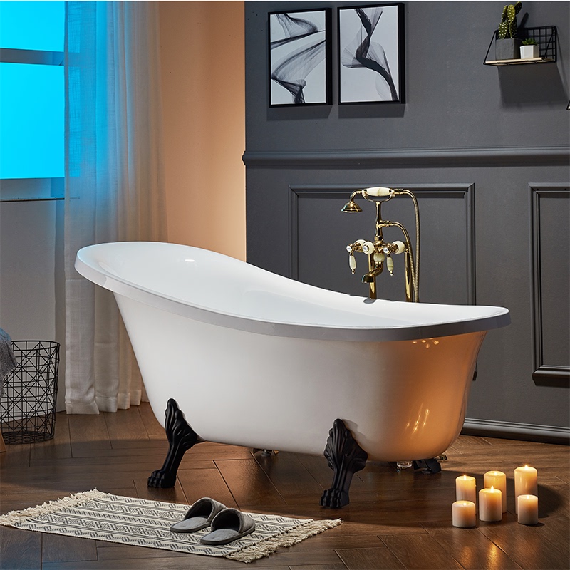 Freestanding Acrylic Bathtub 1.2-1.8m Brushed Gold Bronze Color with Legs for Home, Hotel, and Guesthouse Use