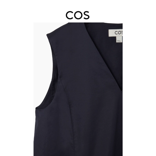 COS Женское плиссированное платье А-силуэта стандартного кроя с v-образным вырезом синего цвета, новинка 1227978002