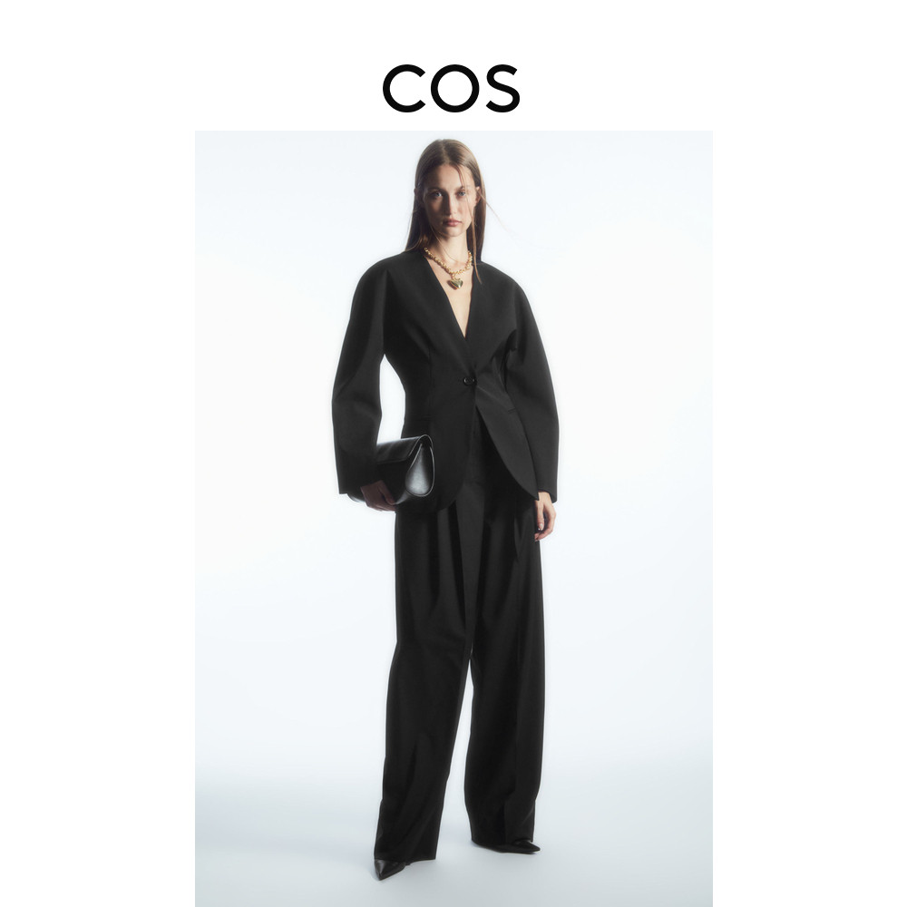 COS women's clothing casual version wide leg fine pleats wool long pants 2023 fall new product 1129676006 -Taobao