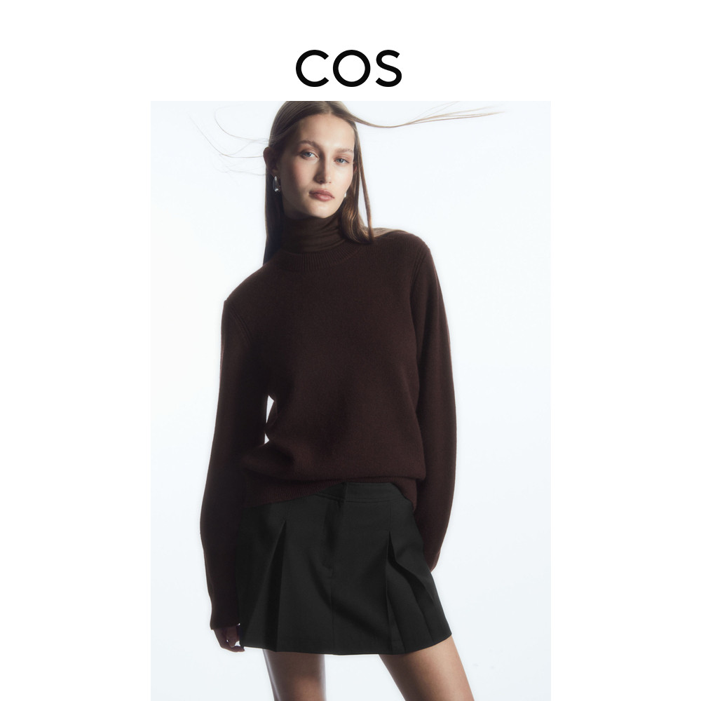 COS women's dress version with low waist pleats wool fan you skirt black 2023 fall new product 1195104001 -Taobao