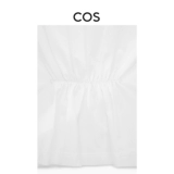 COS Женская стандартная версия круглой шеи складывающейся пузырьковой рукава T -Fore White 1130575001