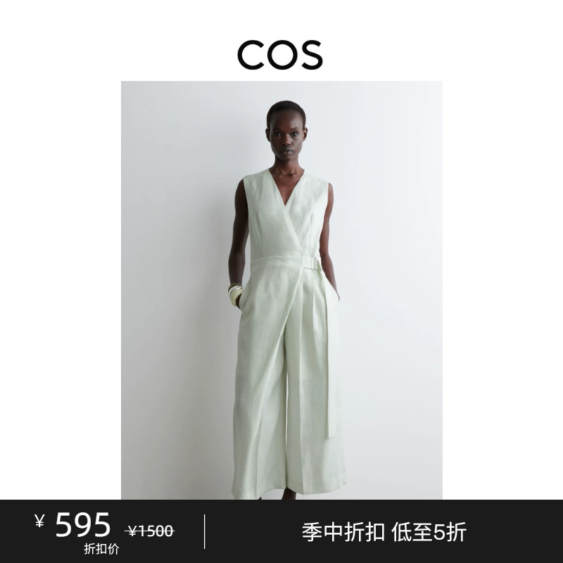Cos Women's Casual Wrap-Style Linen Old Money Style Jumpsuit 1278228002 Cos Women's Casual Wrap-Style Linen Old Money Style Jumpsuit 1278228002