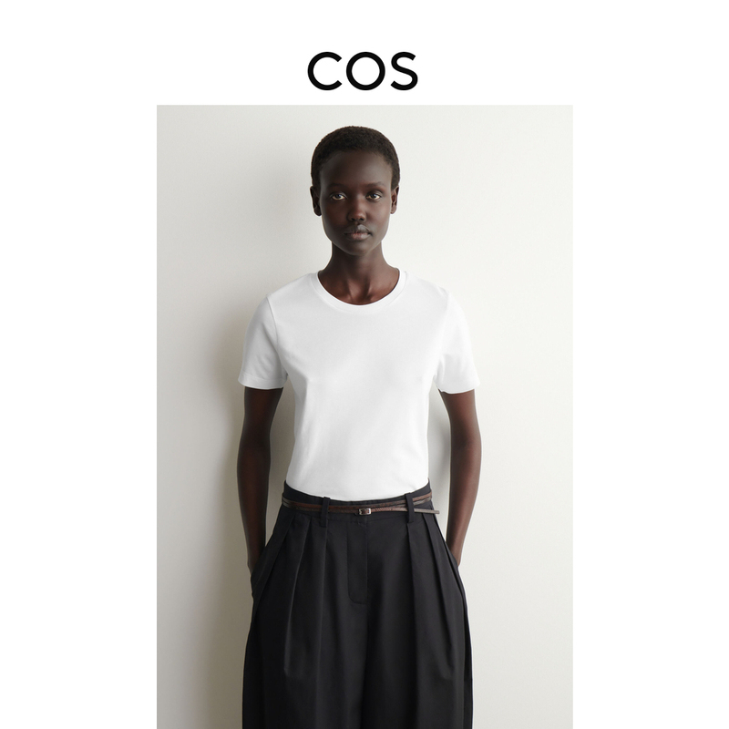 Cos Women's Standard Fit Round Neck T-Shirt White 1326324001 Cos Women's Standard Fit Round Neck T-Shirt White 1326324001