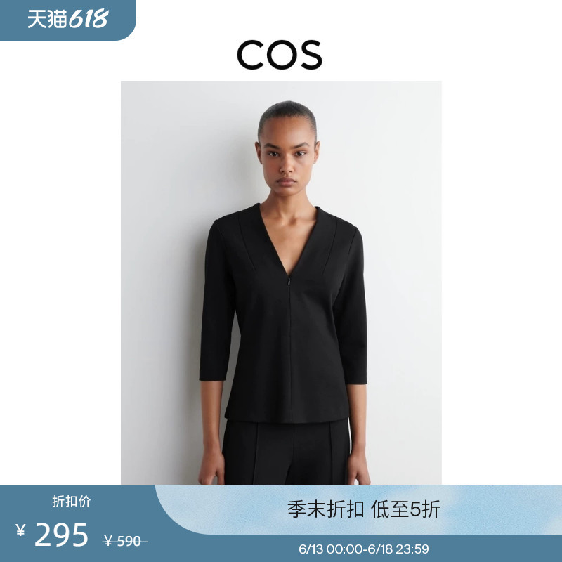 Cos Women's Slim Fit V Neck Knitted Top Black New Product 1306470001 Cos Women's Slim Fit V Neck Knitted Top Black New Product 1306470001