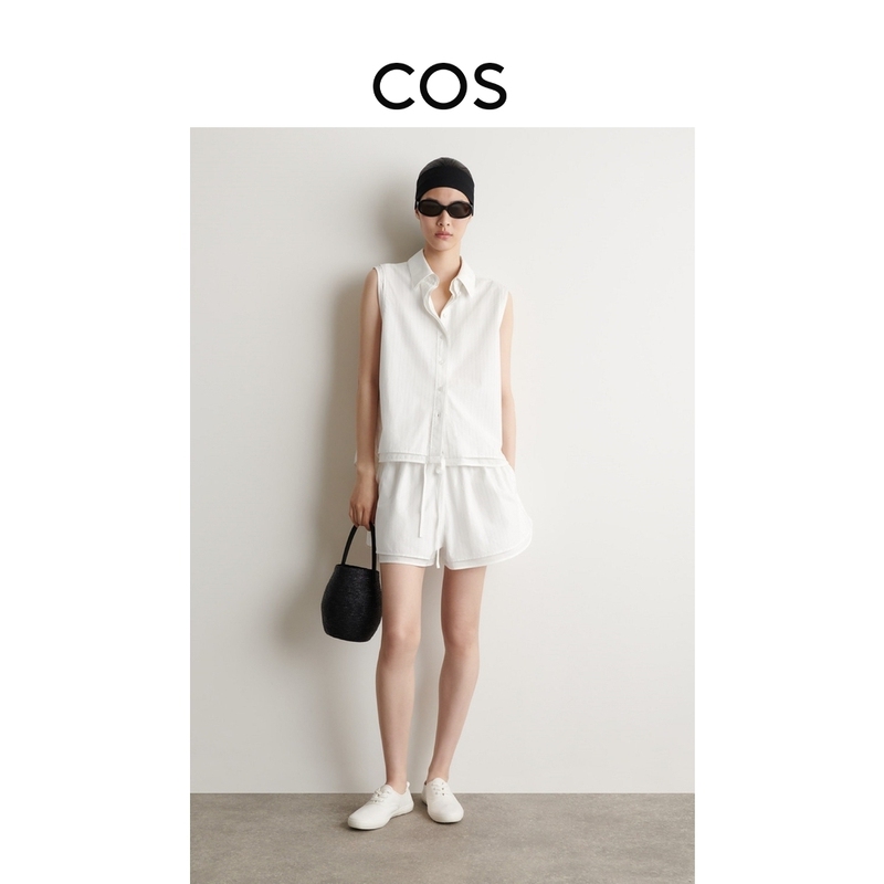 Cos Women's Casual Drawstring Shorts White 2026 Summer New Product 1341866001