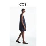 COS Женское плиссированное платье А-силуэта стандартного кроя с v-образным вырезом синего цвета, новинка 1227978002