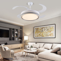 Ceiling fan electric fan chandelier household living room can be retracted and integrated invisible Nordic light with fan lamp modern and simple