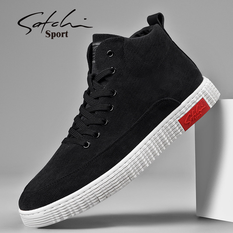 Sand Chi men's shoes winter 2022 new fabric high-top shoes men's trendy canvas shoes all-match casual sneakers