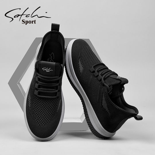 Satchi/Sachi Men's Shoes Genuine Winter 2025 New Breathable Thin Mesh Shoes Slip-On Sports Running Shoes