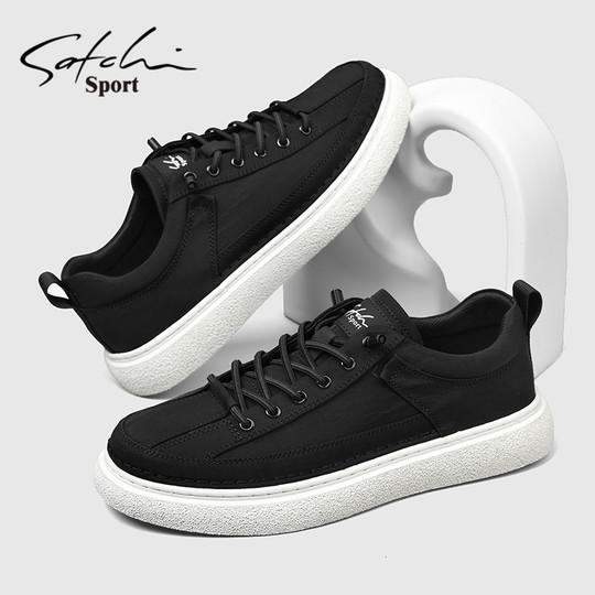 Satchi/Sachi Men's Shoes Genuine Winter 2025 New Casual Shoes Versatile Simple Sneakers Breathable Canvas Shoes