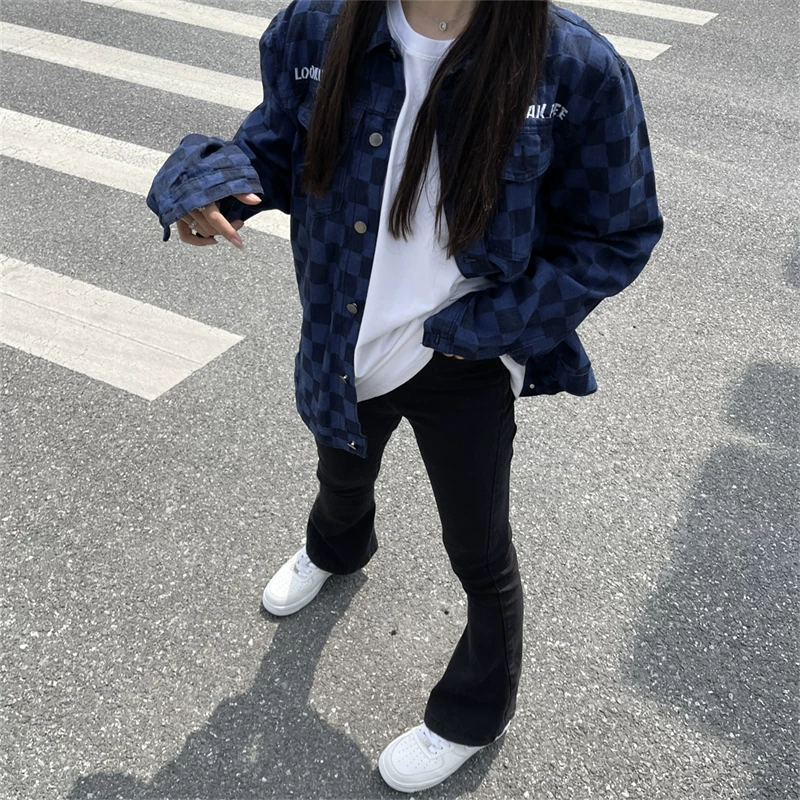 Куртка, джинсовая клетка/чешуя? American style, European style, oversize