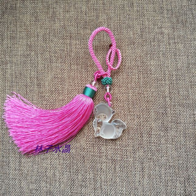 Natural white crystal fox packs the car key hanging charming and cute accessories