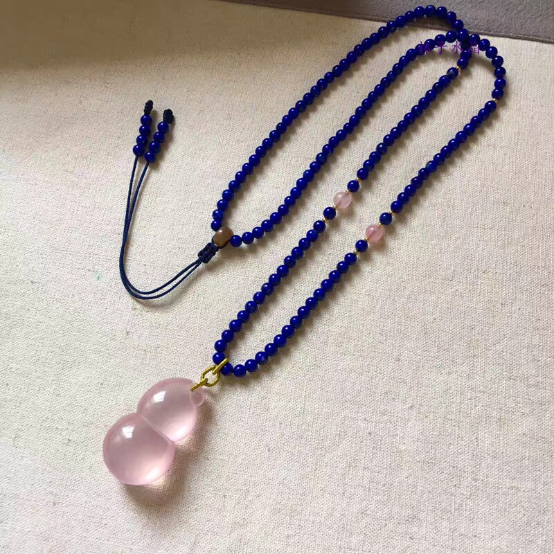 Natural Mo Powder Starlight Powder Crystal Hyacinth Pendant Natural Green Gold Necklace Fu Lu Ping