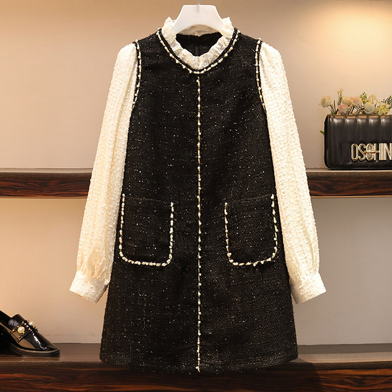 The new fat sister in spring and autumn 2023 is a slim belly decreased straight tube dress