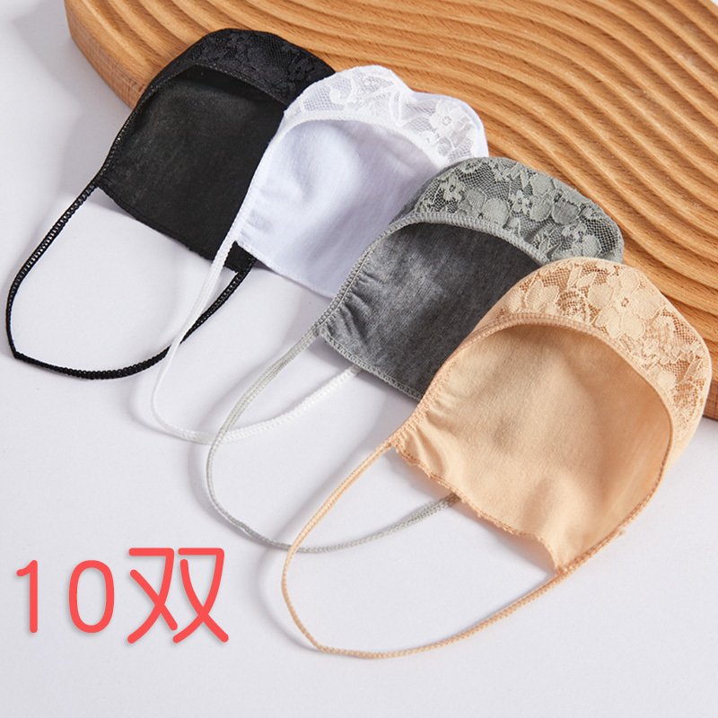 5/10 Pairs of Mesh Garter Socks, Lace Black Cotton Sweat-Absorbent Garter Boat Socks, Women's High-Heeled Shoes Garter Invisible Socks