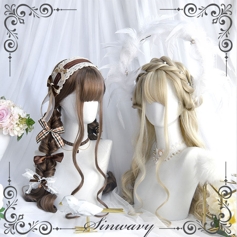 Swan-foreign dolls beige roleita wig adorable light gold brown son with long curly hair -) Popo milk tea)