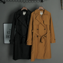 Gugujia large size coat female fat mm temperament double-breasted long windbreaker womens all-match casual coat spring dress