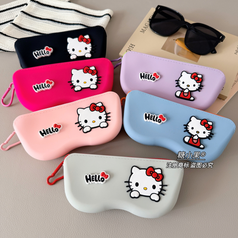Cute Cartoon Portable Silicone Kt Cat Travel Glasses Case for Women, Sunglasses Storage Bag, Sunglasses Storage Pouch Cute Cartoon Portable Silicone Kt Cat Travel Glasses Case for Women, Sunglasses Storage Bag, Sunglasses Storage Pouch