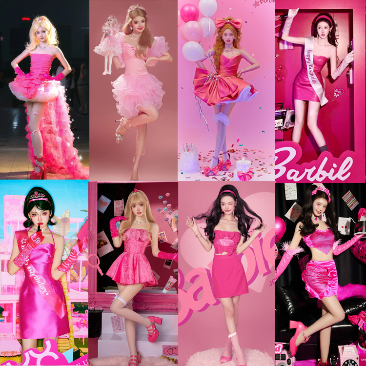 New Photo Studio Cute Barbie Pink Girl Photo Costume Fashionable Stylish Sweetheart Hottie Stage Photography Costume