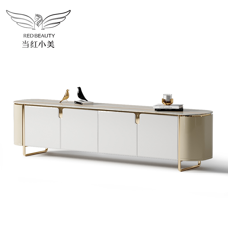 Postmodern light and luxurious TV cabinet Nordic minimalist small-family-type economy-style living-style minimalist tea table composition suit