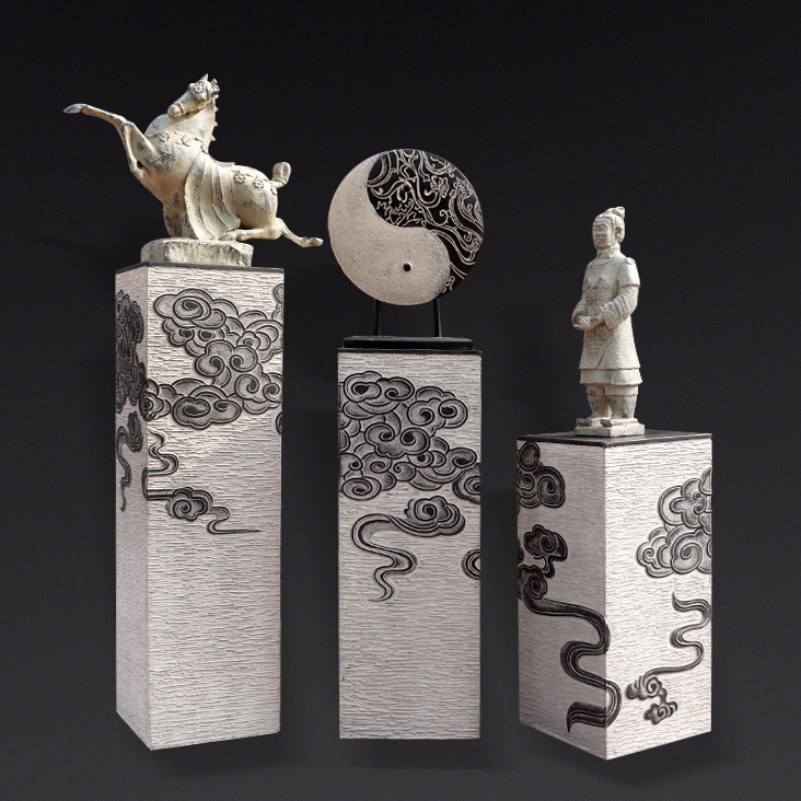 Xiangyun Display Column, New Chinese Style Large Floor-Standing Chinese-Style Decorative Ornament Base, Living Room Horse-Tethering Post, Large Handicraft Xiangyun Display Column, New Chinese Style Large Floor-Standing Chinese-Style Decorative Ornament Base, Living Room Horse-Tethering Post, Large Handicraft