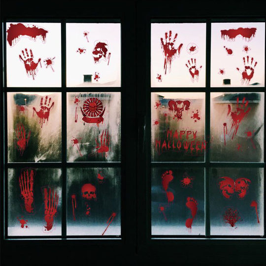 Halloween decoration horror stickers bloody handprints and footprints haunted house secret room bar scary window stickers layout props